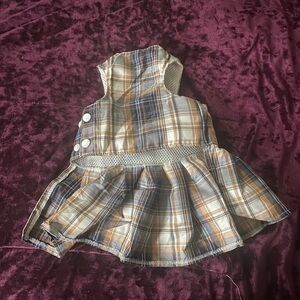 Dog Plaid Sleeveless Dress with Buttons